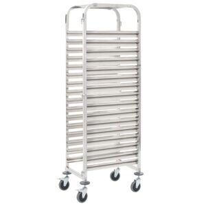 vidaXL Carrito de cocina 16 bandejas acero inoxidable 38x55x163 cm