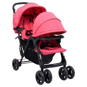 vidaXL Carrito para gemelos tandem de acero rojo