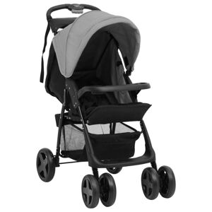 vidaXL Carrito de bebés 2 en 1 de acero gris claro y negro