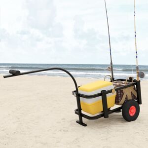 vidaXL Carrito de pesca de acero negro