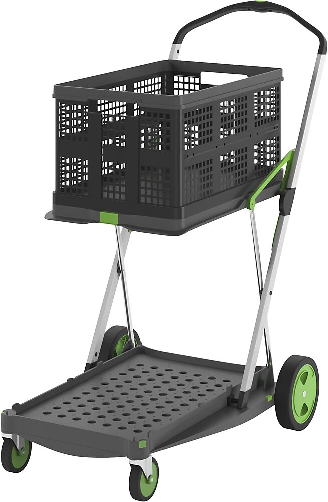 kaiserkraft Carrito plegable CLAX, con caja plegable de 46 l, Green Edition