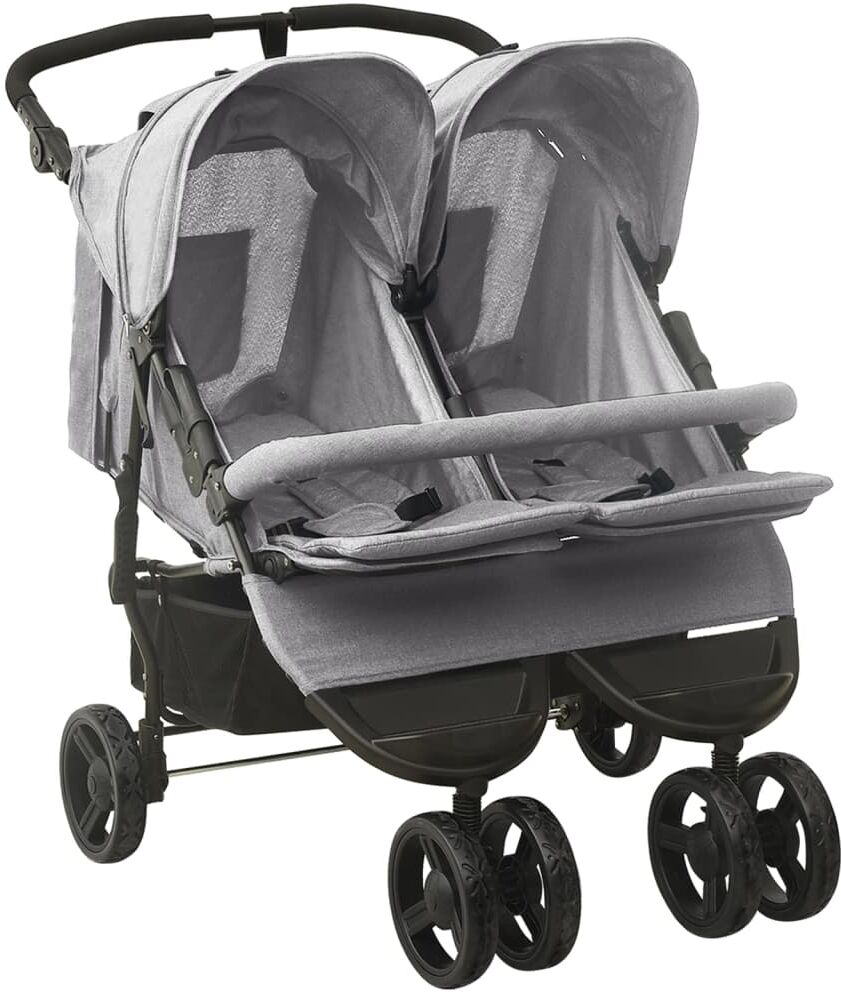 vidaXL Carrito para gemelos de acero gris claro