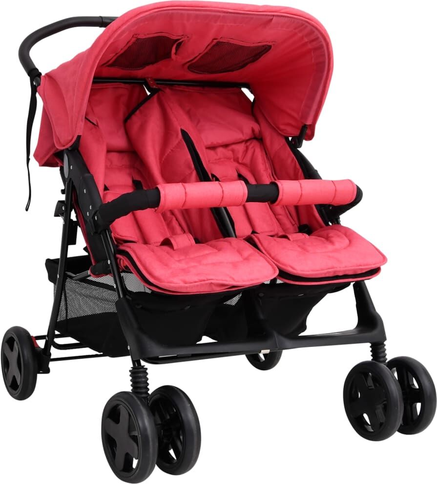 vidaXL Carrito para gemelos de acero rojo