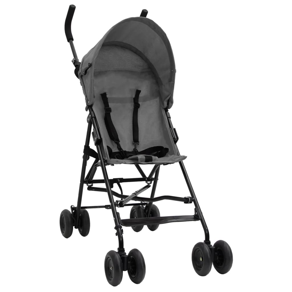 vidaXL Silla de paseo de bebé acero gris claro y negro