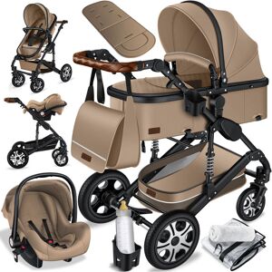 Kesser - Poussette Loops 3 en 1 Poussette combinée Set complet incl. Nacelle et siège sport buggy et siège auto cosy - Pneus pleins en caoutchouc - Sac à langer/housse de pluie/Set table pour enfants , - Publicité