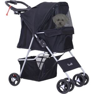 - Poussette buggy pour chiens 75L x 46l x 94H cm pliable imperméable tissu 600D Oxford 4 roues noir - Noir