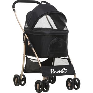 PawHut Poussette pour chien chat 2 en 1 avec nacelle amovible caisse de transport pliable tissu 600D Oxford - noir   Aosom France