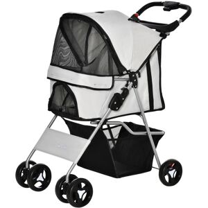 PawHut Poussette buggy pour chiens 75L x 46l x 94H cm pliable imperméable tissu 600D Oxford 4 roues gris