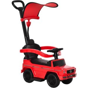 HOMCOM Porteur Enfants Voiture Enfant Multi-équipée 12-36 Mois klaxon Marche-Pieds, Garde-Corps et ombrelle Rouge