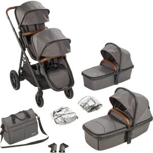 babyGO Poussette double inline Duo combinee 2en1 Grey/brown grip