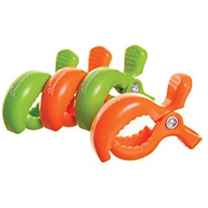 Dreambaby Clips pour poussette (2 Vert/2 Orange, Lot de 4) - Publicité