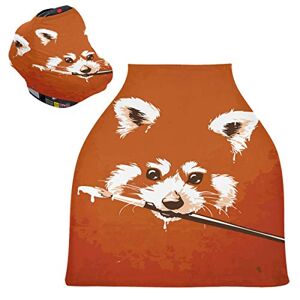 Vnurnrn Peinture Orange Panda Bear Housse de Canopée pour Poussette,Siège de Voiture pour Bébé Dais Siège Auto Couverture D'Allaitement Pare-Soleil Respirant Extensible pour Bébé - Publicité