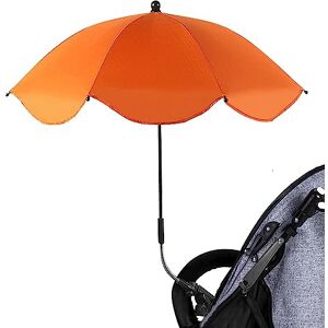 Parasol universel pour landau, parapluie pour poussette, parapluie de protection UV à 360° pour poussette, parapluie pour poussette avec pince réglable et bras réglable (Orange) - Publicité