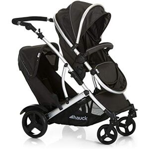 Hauck Poussette Double Duett 2 / Deux Enfants / Jusqu'à 36 kg / Nacelle Souple Convertible en Siège Réversible / Hauteur Réglable / Habillage Pluie Inclus / Pliable / Noir Forest - Publicité