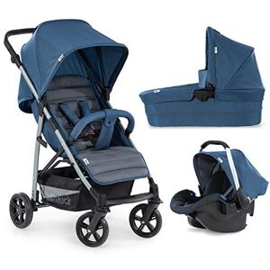 Hauck Poussette Combinée 3 en 1 Rapid 4 Plus Trio Set / Jusqu'à 25 kg / Nacelle avec Matelas / Siège avec Position Couchée dès la Naissance / Hauteur Réglable / Pliable Compacte / Gris Bleu - Publicité