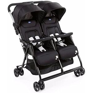 Chicco OHlalà Poussette Canne Double, Légère Inclinable et Pliable, Poussette pour Jumeaux de la Naissance à 15 kg, Fermeture Compacte, Inclus une Housse de Pluie, Capote Extensible black night - Publicité