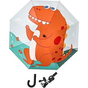 Sharplace Parasol pour poussette de bébé avec crochet de poignée Parapluie de landau de plage d'été avec pince de protection solaire pour parc, marche, Dinosaure orange - Publicité