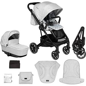 skiddoü poussette pour enfants 2en1 Moss hamac, nacelle, poussette hamac multifonctions cadre pliable réglable, roues munies d'amortisseurs, moustiquaire, couvre-jambes habillage pluie sac, Gris clair - Publicité