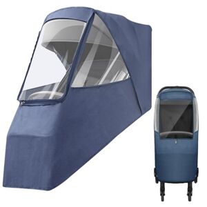 Obelunrp Couvre-pluie à poussette, couvercle de pluie Universal Pram avec fermeture éclair, protecteur de bouclier transparent à vent, couvercle de poussette étanche pour la neige de poussière de pluie (bleu) - Publicité