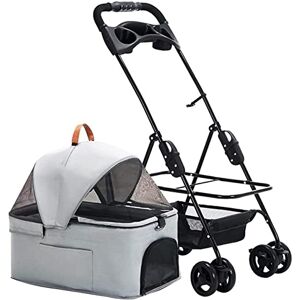 Begonial Landau pour chien Poussette Buggy Poussette pour chiens de taille moyenne Facile à plier d'une seule main Entrée sans fermeture éclair Premium Poussette Poussette (A Gris) - Publicité