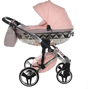 Junama Original  Diamond Hand Craft Glitter Systèmes modulaires Poussette combinée 2 en 1 3 en 1 + accessoires originaux Exclusive Prams (3 en 1, 01 rose) - Publicité