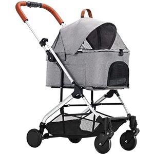 Begonial Landau pour chien Poussette Buggy Poussette pour chiens de taille moyenne Facile à plier d'une seule main Entrée sans fermeture éclair Premium Poussette Poussette (A Gris) - Publicité