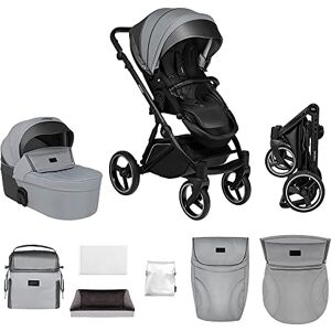 skiddoü skiddou poussette pour enfants 2en1 Oslo hamac et nacelle, multifonctions, poussette hamac, cadre léger pliable, réglable, roues munies d'amortisseurs, moustiquaire, couvre-jambes, sacm, Gris clair - Publicité