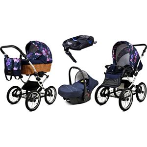 Babylux Poussette Bébé 4en1 Avec Siège Auto Pour Tout-Petits – Poussette Bébé Pour Nouveau-Né Et Tout-Petit –– Landau Bébé Nouveau-Né – Base de ISOFIX – Max 15kg – Royal Magnolia Silver Frame - Publicité