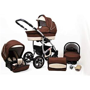 Lux4Kids Poussette combinée 3en1 roues pivotantes avec Siège auto Poussette Canne Nacelle Accessoires Larmax chocolat & crème 2en1 sans siège bébé - Publicité