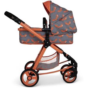 Cosatto Dolls Pram Giggle Quad Charbon Mister Fox, nacelle inclinable et convertit en siège avec Panier, Pare-Pluie, Pliable, poignée Extensible, à partir de 3 Ans, Impression Signature - Publicité