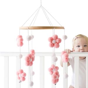 lembrd Mobile pour berceau   Mobile moderne pour berceau   Carrousel de berceau pour bébés garçons et filles de 0 à 12 mois, adapté pour lit de berceau, poussette, siège d'auto, comprend des fleurs - Publicité