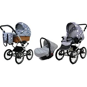 Babylux Poussette Bébé 3en1 Avec Siège Auto Pour Tout-Petits – Poussette Bébé Pour Nouveau-Né Et Tout-Petit –– Landau Bébé Nouveau-Né – 59x105x125cm – Max 15kg – Silver Hearts Silver Frame - Publicité