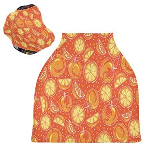 Vnurnrn Fruit Pomme Orange Housse de Canopée pour Poussette,Siège de Voiture pour Bébé Dais Siège Auto Couverture D'Allaitement Pare-Soleil Respirant Extensible pour Bébé - Publicité