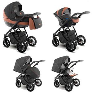 Lux4Kids Poussette Landau Isofix Siège auto 6 couleurs Accessoires gratuits Zoe Carbon Brown ZEO-3 3en1 avec siège bébé - Publicité