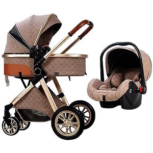 HAQMG Landau Poupon 3 en 1 Poussette de Bassinette Bébé de Luxe Bebe Prame, Pousette 25 Kilo de Poussettes avec Poussette de Pluie/Housse de Pied/Moustiquaire (Color : Khaki) - Publicité