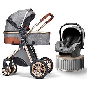 ZHUOHUITUO Poussette pour nouveau-né et tout-petit, poussette de luxe réglable avec auvent surdimensionné, poussette pour bébé avec housse de pluie, moustiquaire (couleur : gris A) - Publicité