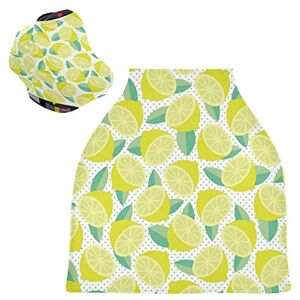 Vnurnrn Jaune Citron Orange Housse de Canopée pour Poussette,Siège de Voiture pour Bébé Dais Siège Auto Couverture D'Allaitement Pare-Soleil Respirant Extensible pour Bébé - Publicité