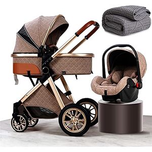 SAZDFY Luxe 3 en 1 bébé landau poussette couverture extérieure pliable haute paysage anti-choc nouveau-né poussettes avec organisateur de poussette pour grand sac de maman, housse de pluie, moustiquaire - Publicité