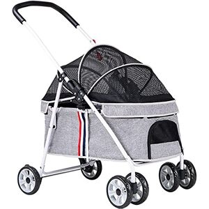 Begonial Landau pour chien Poussette pour petits chiens Pet Chat Poussette Chariot pour panier d'entrée sans fermeture éclair Chien Buggy Poussette (Gris a) - Publicité