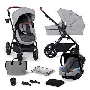 KINDERKRAFT A-TOUR Poussette 3 en 1, Poussette Trio, Poussette Canne, Pour Enfant, Bébé Naissance, Système De Voyage, Siège Auto, Accessoires, Adaptateurs, Jusqu'à 26 kg, Gris clair - Publicité