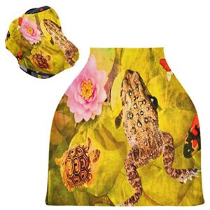 Vnurnrn Poisson Tortue Grenouille Orange Housse de Canopée pour Poussette,Siège de Voiture pour Bébé Dais Siège Auto Couverture D'Allaitement Pare-Soleil Respirant Extensible pour Bébé - Publicité