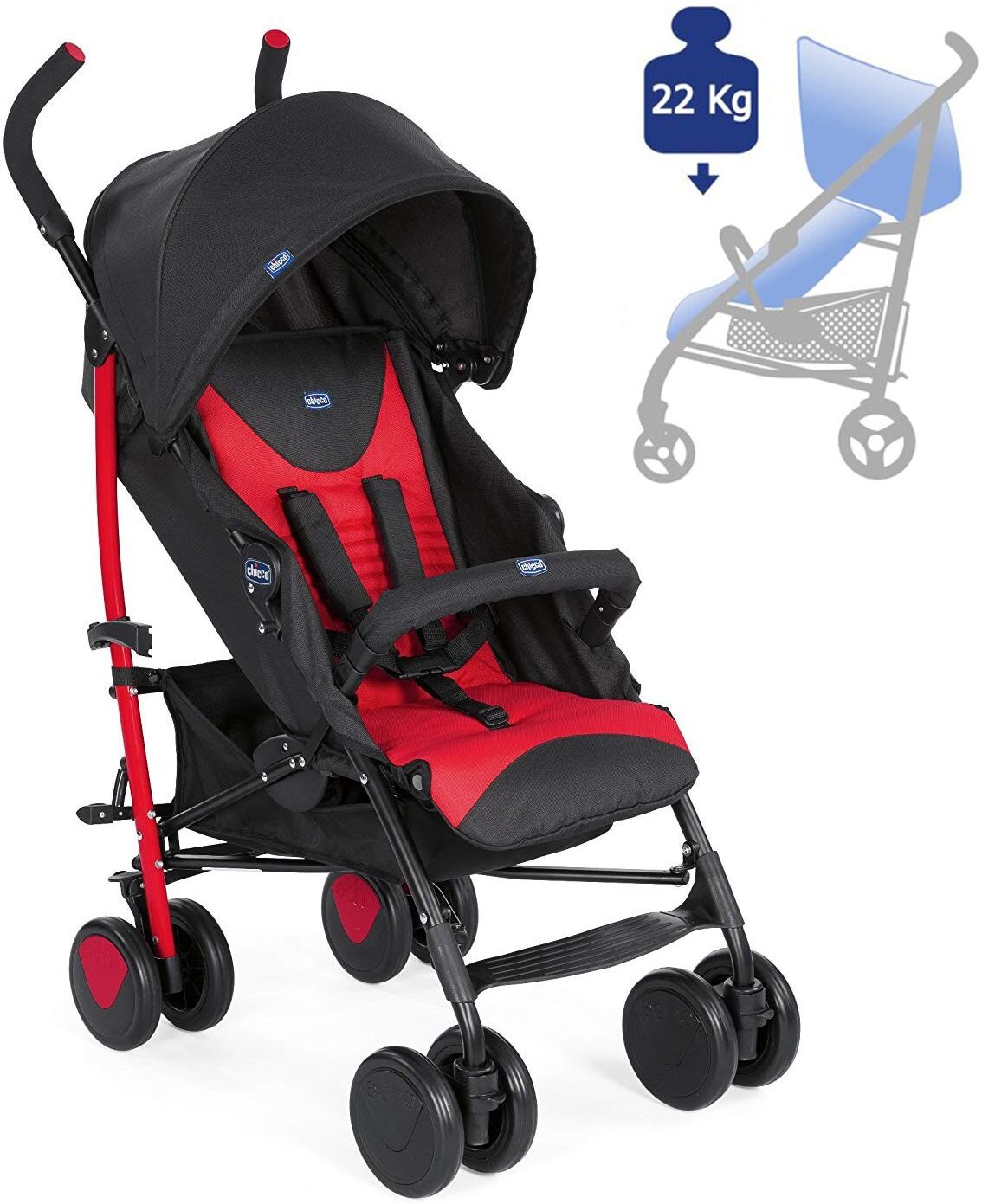 Chicco Echo Complete Poussette Avec Bumper Bar Scarlet