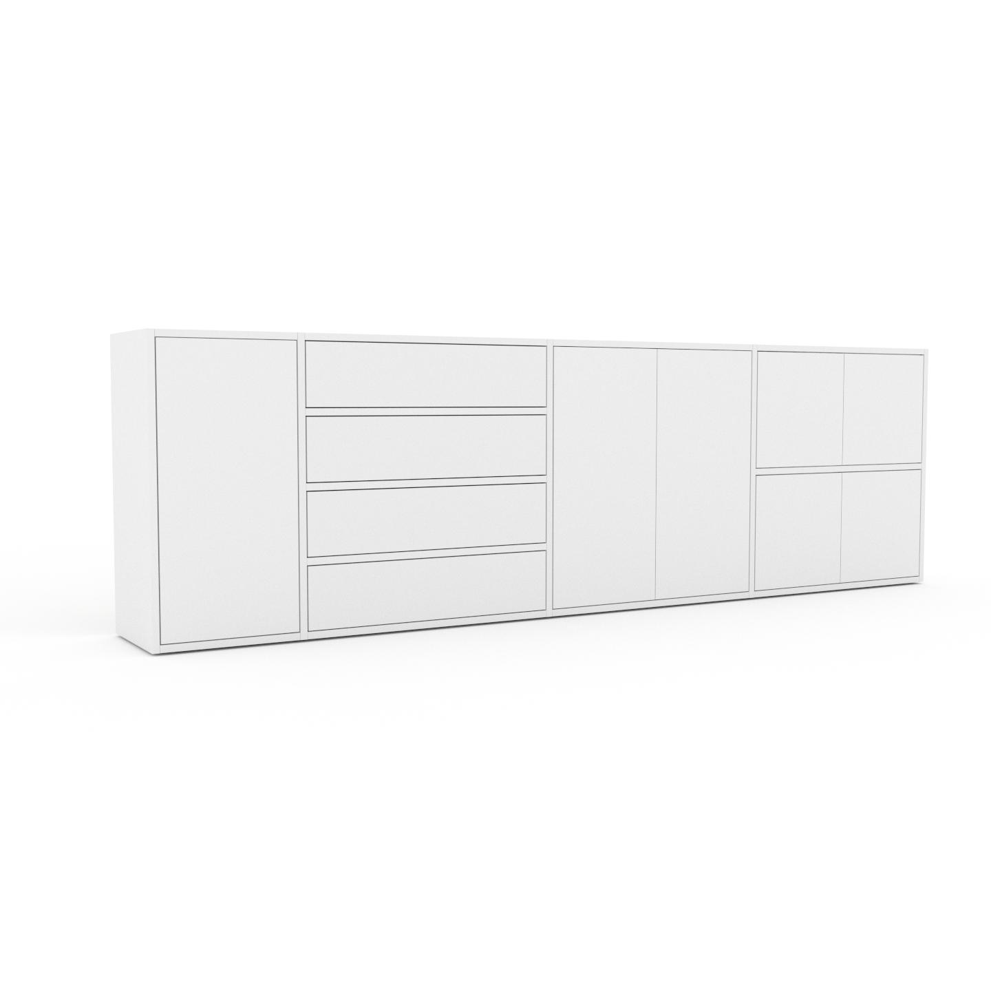 MYCS Enfilade - Blanc, design, buffet, avec porte Blanc et tiroir Blanc - 265 x 80 x 35 cm