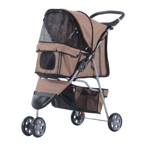 Pawhut Passeggino per Cani Pieghevole Carrello per Animali Domestici Carrello Carrozzina Caffè 75 x 45 x 97cm