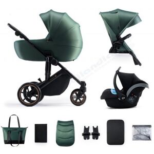 Kinderkraft Trio PRIME 2 DARK GREEN CARROZZINA PASSEGGINO OVETTO e BORSA