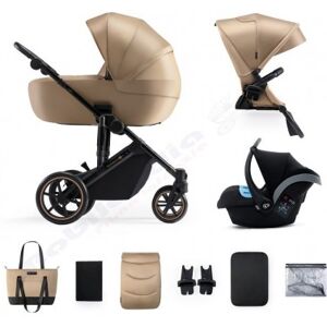 Kinderkraft Trio PRIME 2 SANDROSE BEIGE CARROZZINA PASSEGGINO OVETTO e BORSA