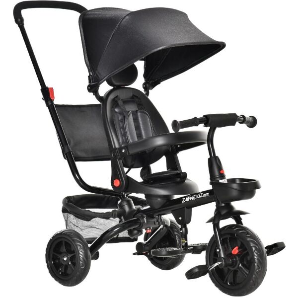 dechome 200bk370 triciclo con maniglione passeggino pieghevole per bambini 1-5 anni tettuccio e barra rimovibili nero - 200bk370