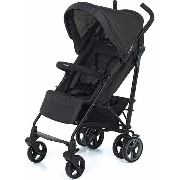 foppapedretti 9700345821 hurrà - passeggino leggero pieghevole da 0-3 anni 0-15 kg schienale reclinabile poggiapiedi regolabile parasole e tasca portaoggetti inclusi colore nero