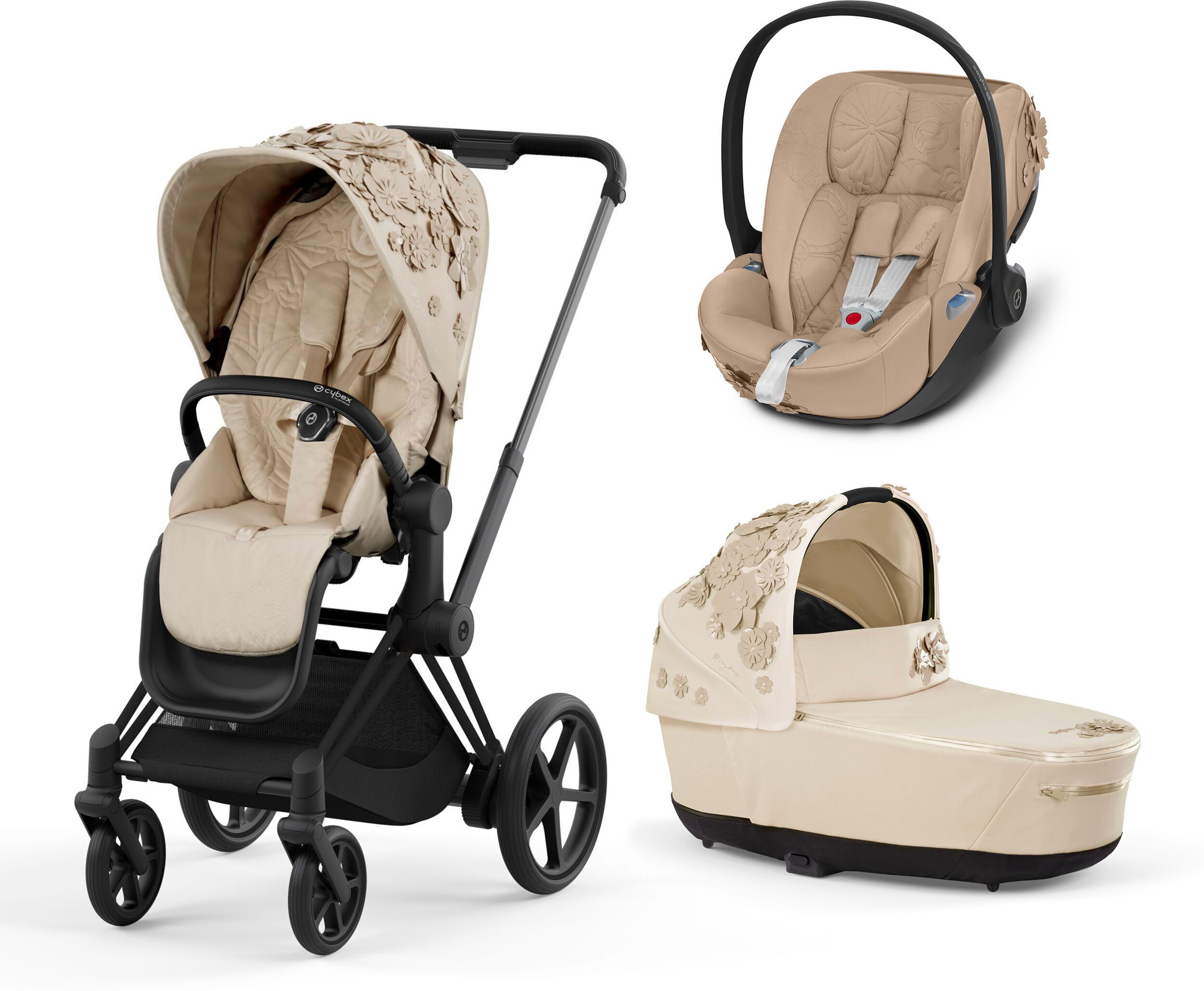 Cybex PLATINUM Trio Priam Simply Flowers Beige Telaio Matt Black 2022/2023 (TRIO0735)