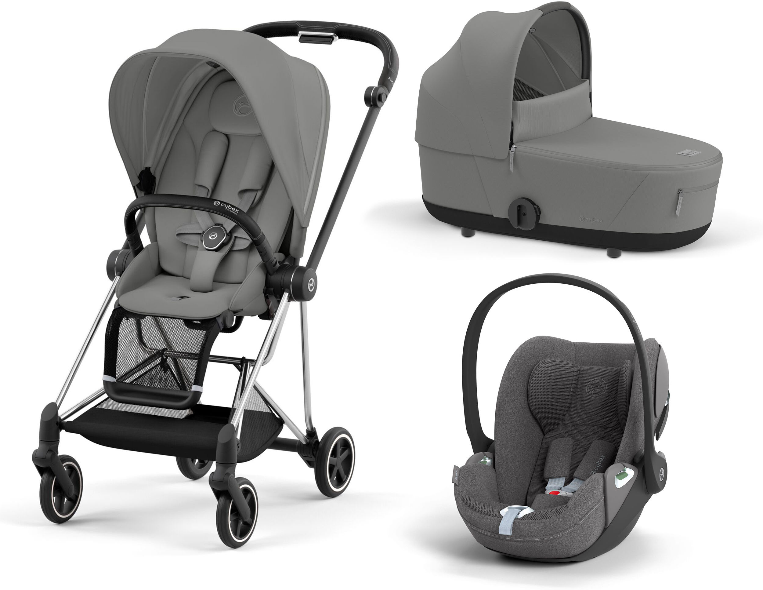 Cybex PLATINUM Trio Mios Soho Grey Con Telaio Chrome Black (2023) (TRIO0692-1)